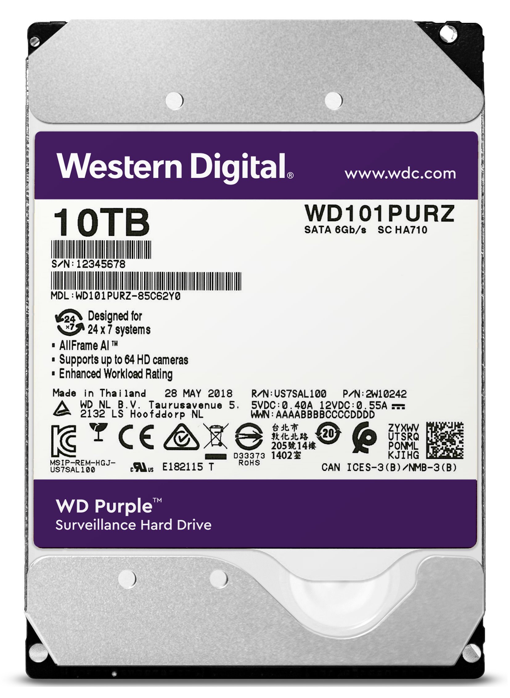  C ng HDD Desktop 10TB Western Digital WD Purple Chuy n Camera 