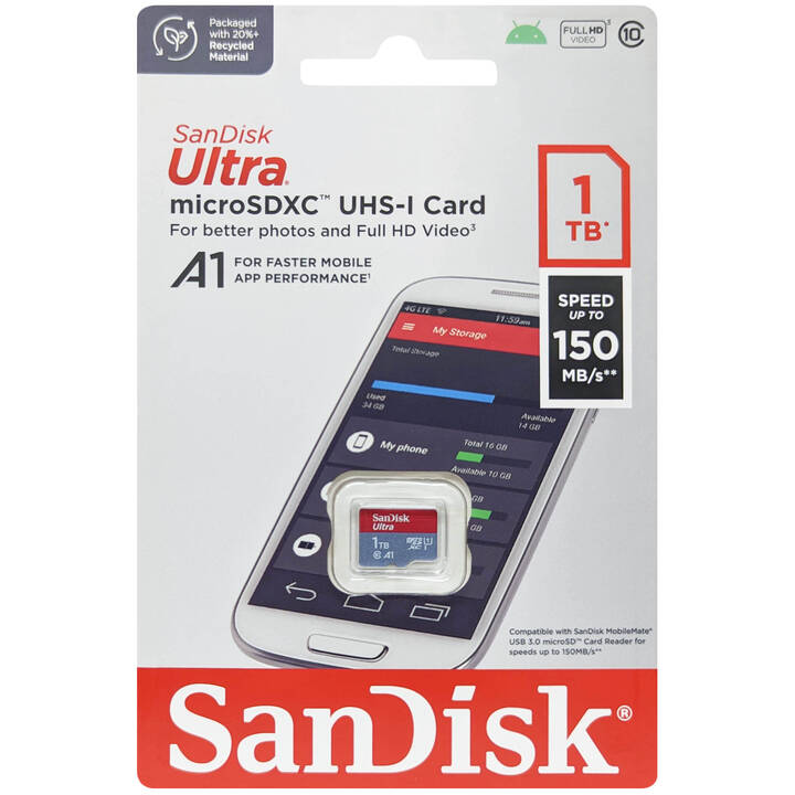 Scheda Di Memoria MicroSDHC 16GB EMemoryCards - Ultra Veloce 80MB/s, Per Tablet Amazon Fire (7, 8, 10, Kids Edition) E Altri Dispositivi