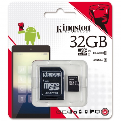 Thẻ nhớ 32GB MicroSDHC Kingston 80/20 MBs