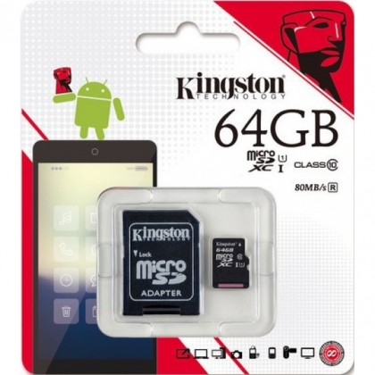 Thẻ nhớ 64GB MicroSDXC Kingston 80/20 MBs