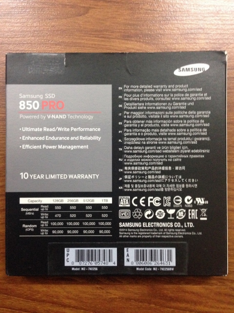 Ổ cứng SSD 256GB Samsung 850 PRO 2.5-Inch SATA III 14