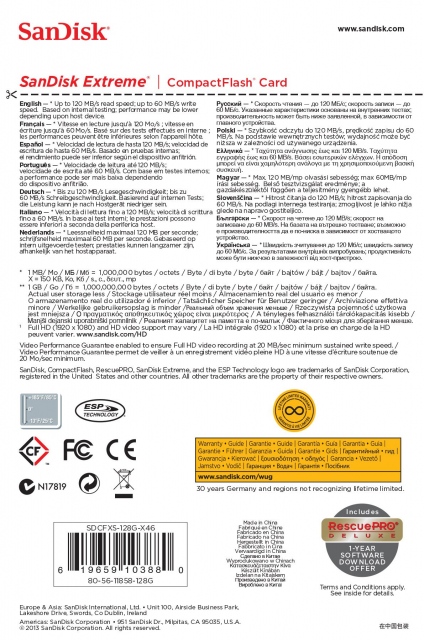 Thẻ nhớ 128GB CompactFlash SanDisk Extreme 800X 5