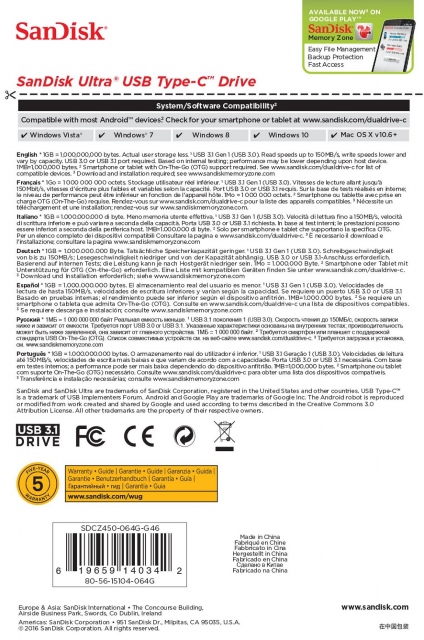 USB OTG Type-C 32GB SanDisk Ultra CZ450 9