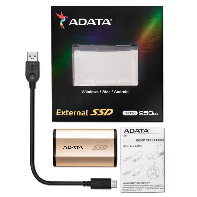 Ổ cứng di động SSD Portable 250GB Adata SE730 Gold ASE730-250GU31-CGD 5