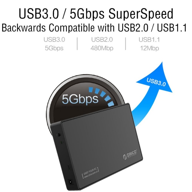Box Orico 3588C3 series USB Type C 3.0 - Hỗ trợ HDD and SSD 2.5 và 3.5 Inch 12