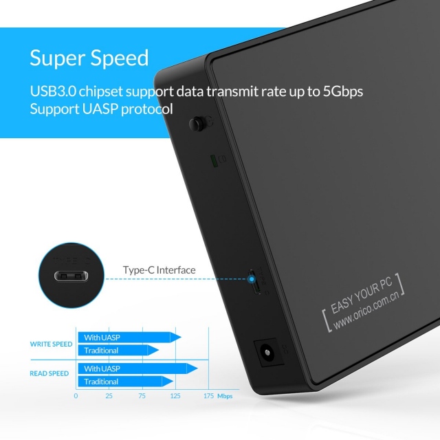 Box Orico 3588C3 series USB Type C 3.0 - Hỗ trợ HDD and SSD 2.5 và 3.5 Inch 11