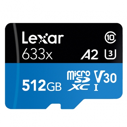 Thẻ nhớ 512GB MicroSDXC Lexar 633x A2 V30 100/70 MBs (Chuyên dụng cho GoPro)
