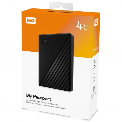 Ổ cứng di động HDD Portable 4TB WD My Passport (Bản mới nhất - Siêu mỏng - Màu đen)