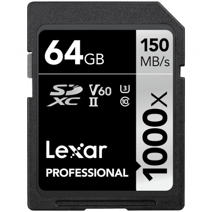 Thẻ nhớ SD 64GB Lexar Professional 1000x UHS-II V60 150/90 MBs (Bản mới nhất)