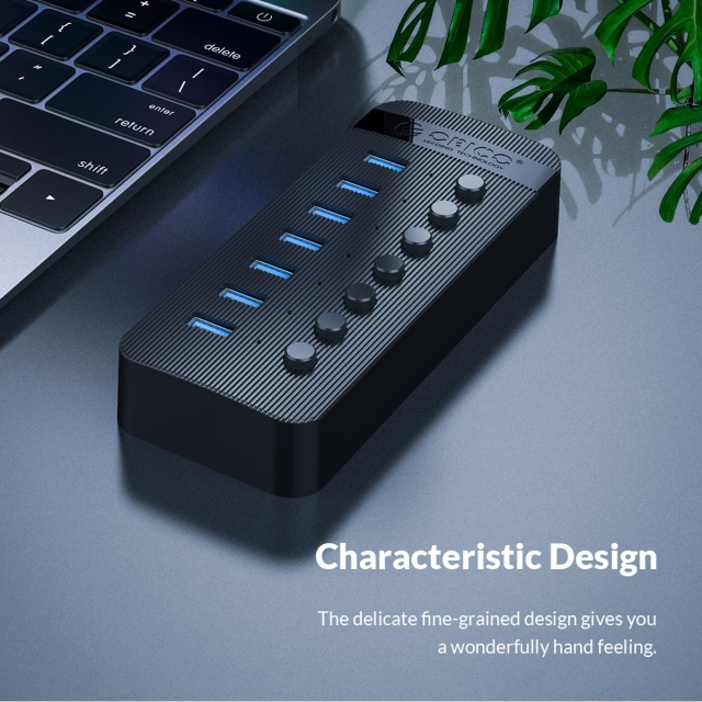 Bộ chia 10 cổng USB 3.0 công tắc riêng Orico CT2U3-10AB (Hub USB Orico 10 Port) 10