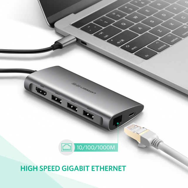 Hub USB Type-C 8 Cổng HDMI/USB 3.0/SD/TF/LAN Gigabit (RJ45) Ugreen 50538 5