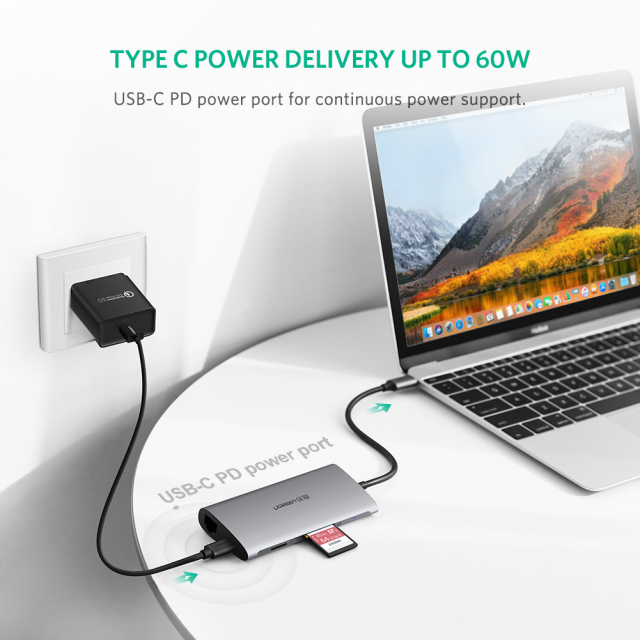 Hub USB Type-C 8 Cổng HDMI/USB 3.0/SD/TF/LAN Gigabit (RJ45) Ugreen 50538 5