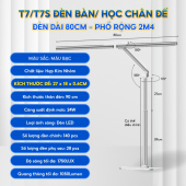 Đèn bàn học Mopi Light T7S (Có chân đế - Màu bạc)