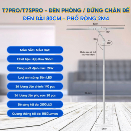 Đèn cây sofa phòng khách, đèn phòng đứng Mopi Light T7S PRO (Màu bạc)