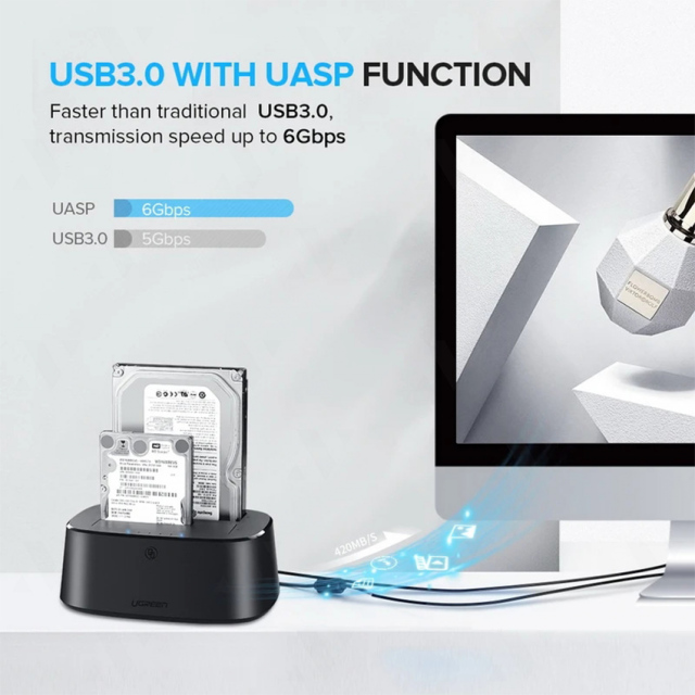 Dock ổ cứng Ugreen 50857 2.5/3.5inch Sata/USB 3.0 (Có hỗ trợ Clone) 5