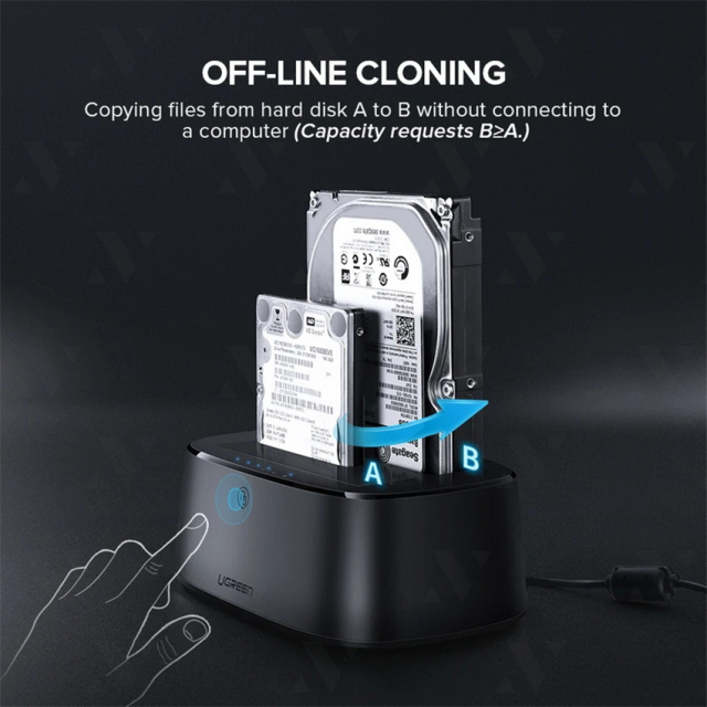 Dock ổ cứng Ugreen 50857 2.5/3.5inch Sata/USB 3.0 (Có hỗ trợ Clone) 6