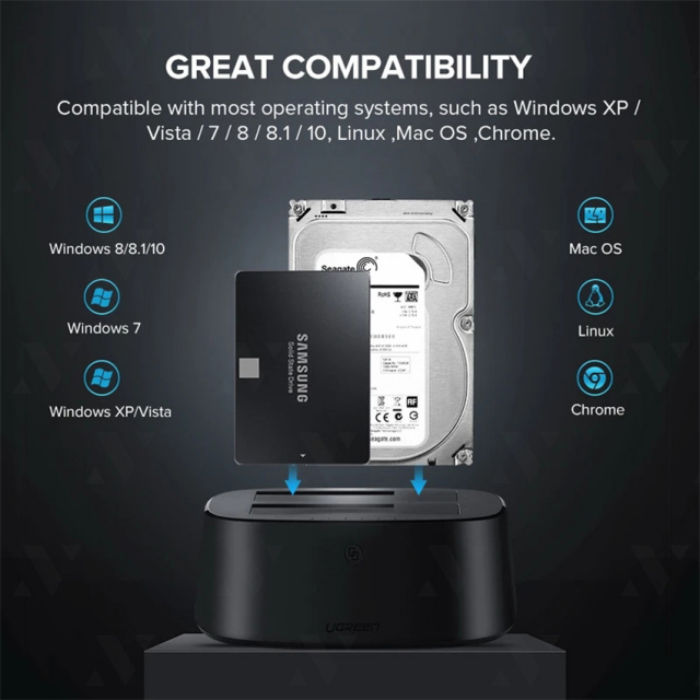 Dock ổ cứng Ugreen 50857 2.5/3.5inch Sata/USB 3.0 (Có hỗ trợ Clone) 8