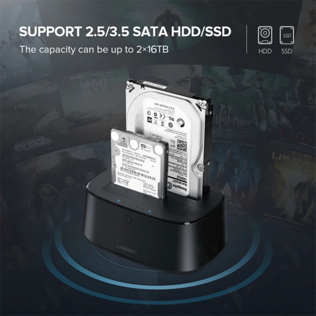 Dock ổ cứng Ugreen 50857 2.5/3.5inch Sata/USB 3.0 (Có hỗ trợ Clone) 5