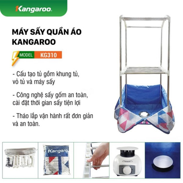 Máy sấy/Tủ sấy quần áo Kangaroo KG310 (Có thể gấp gọn) 7