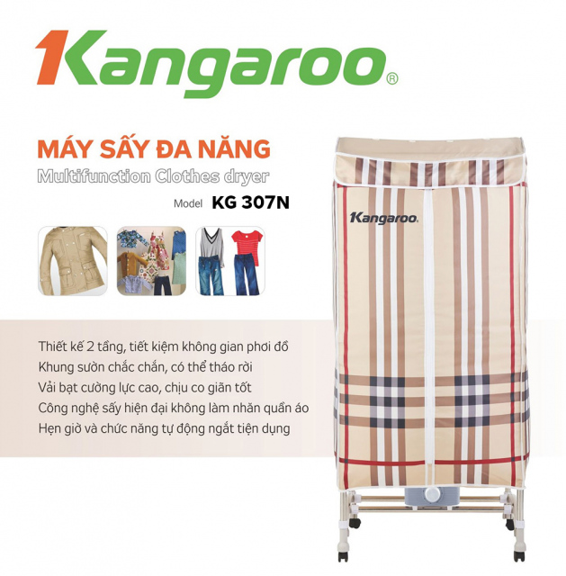 Máy sấy/Tủ sấy quần áo Kangaroo KG307N 6