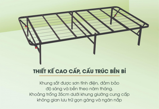 Giường gấp gọn thông minh Khung Thép Sơn Tĩnh Điện (Queen Bed - Không kèm đệm) 18
