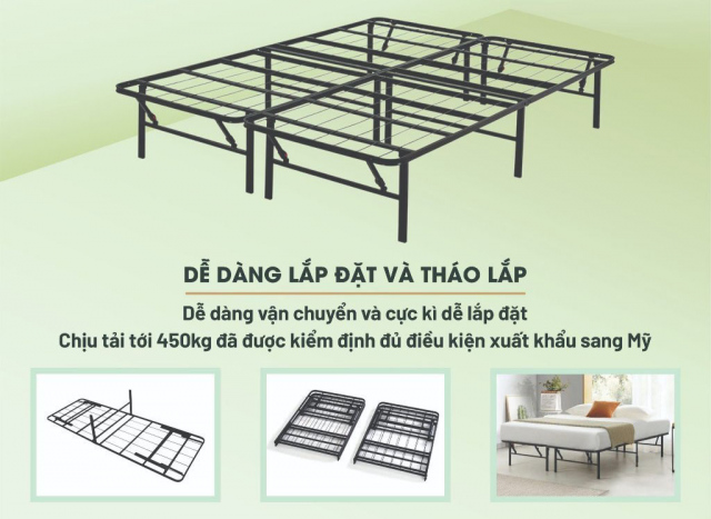 Giường gấp gọn thông minh Khung Thép Sơn Tĩnh Điện (Queen Bed - Không kèm đệm) 19