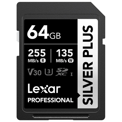 Thẻ nhớ SD 64GB Lexar Professional Silver Plus UHS-I 255/180 MBs (Bản mới nhất)