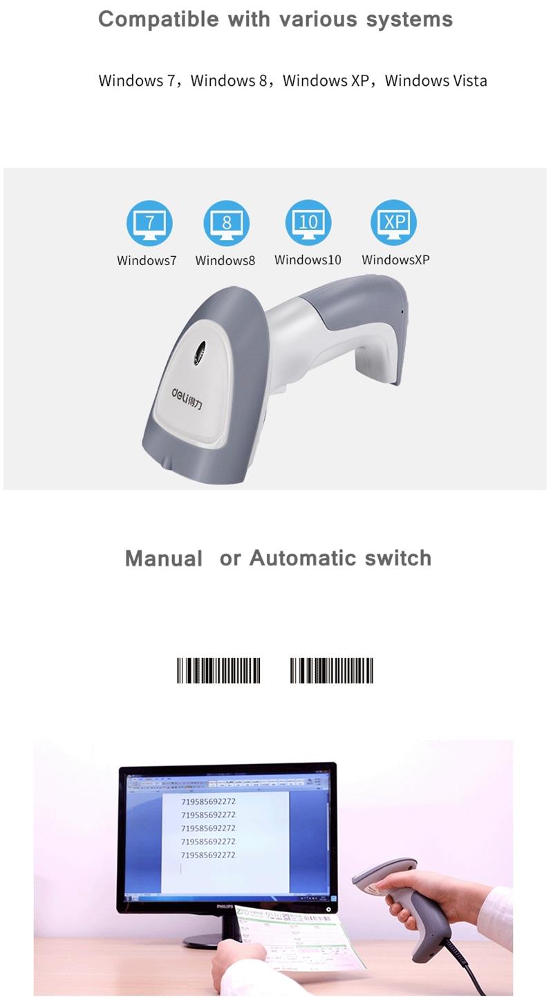 Máy quét mã vạch không dây BarCode Scanner Deli 14881