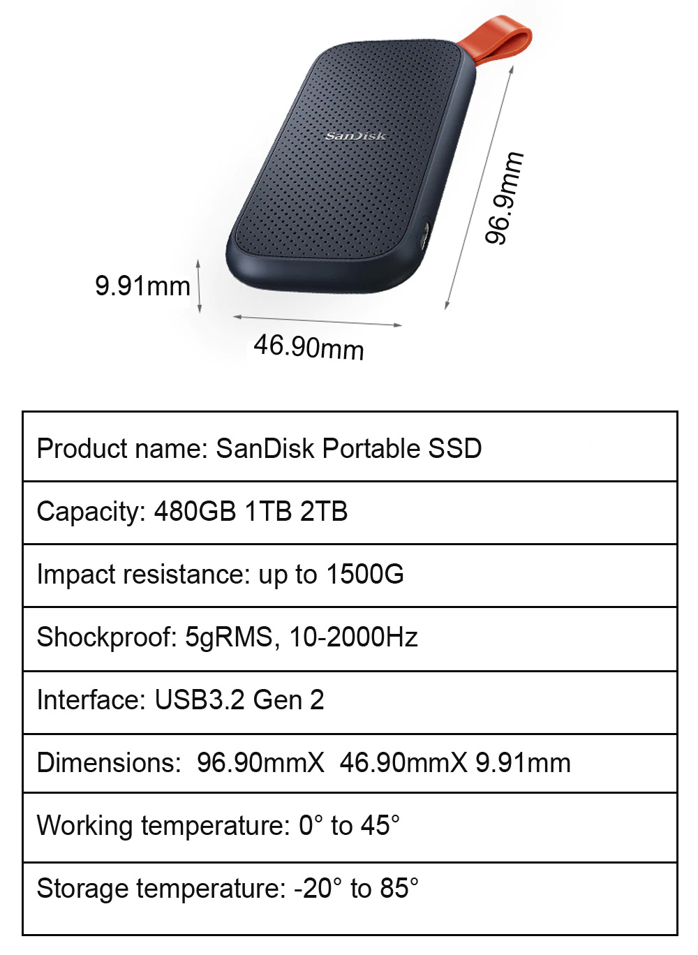 Ổ cứng di động SSD Portable 500GB Sandisk E30 8